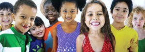 Group of happy children of all races