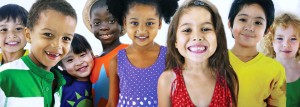 Group of happy children of all races