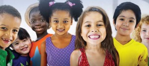 Group of happy children of all races