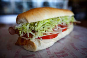 Jimmy John's sub sandwich with bacon, lettuce, and tomatoes