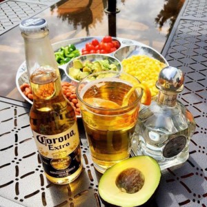 An array of colorful appetizers and drinks from El Campesino