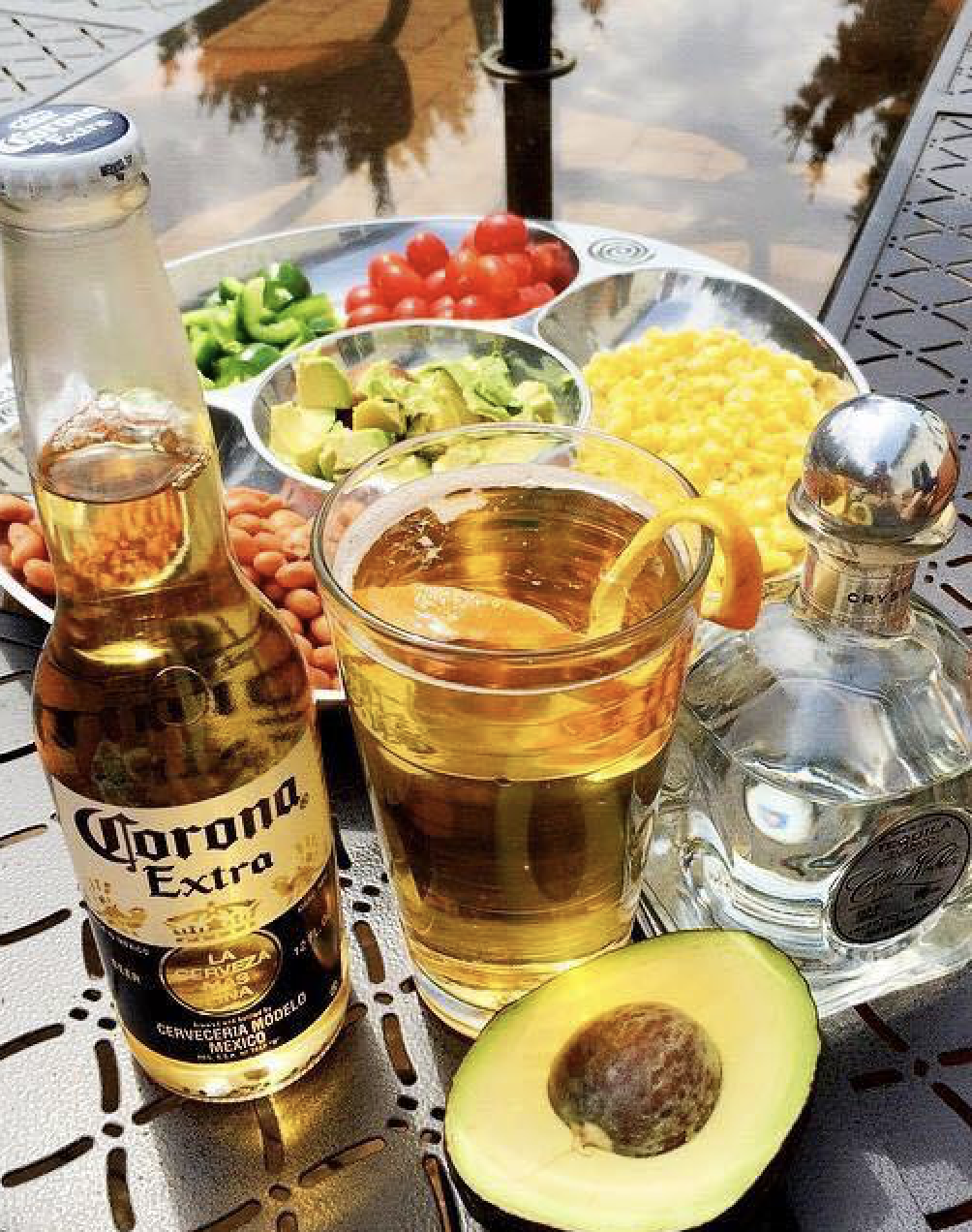 El campesino An array of colorful appetizers and drinks from El Campesino