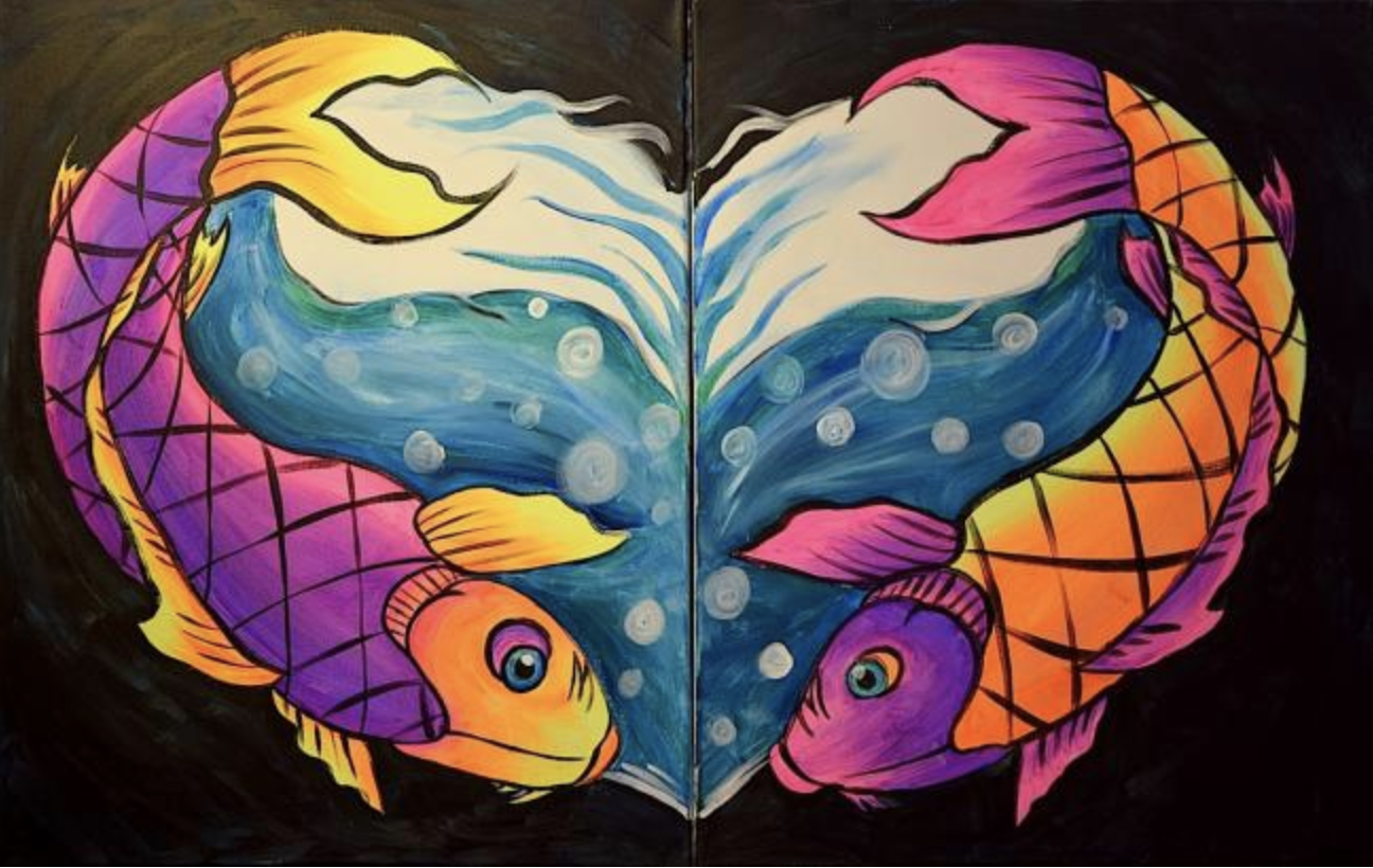 Early Valentine Fun – Koi Fish Couples Painting