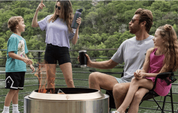 Family Outdoors with Fire Pit
