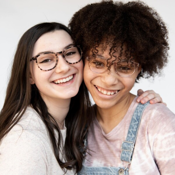 Two girls with new glasses
