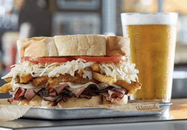 Sandwich and beer
