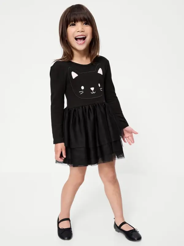 Girl in Black Cat Dress