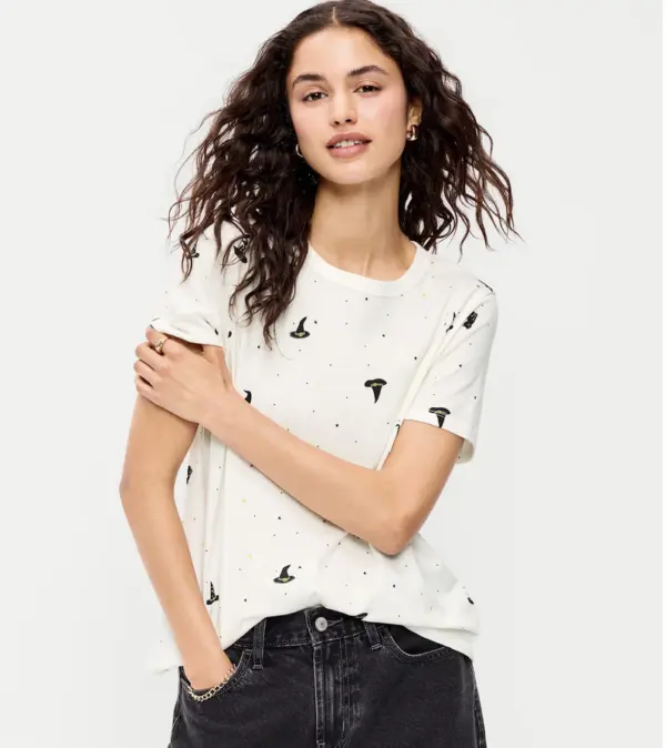 Girl with witches hats blouse